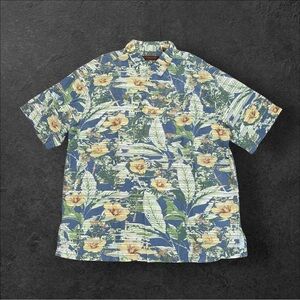 tori richard hawaiian shirt Xl Linen Silk Men’s Floral SS‎
